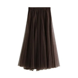 Fongt Long Yarn Skirt Half Dress Girl Autumn And Winter High Waist Long Net Yarn Skirt 100 Folding Skirt A Skirt Fairy Dress 8859