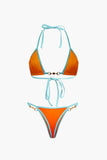 Vintage Pearl Detail Halter 2 Piece Bikini