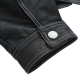 Topstitched Decorative Pu Leather Jacket-Outfit