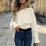 White Ribbed Off-shoulder Top-Outfit