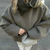 Removable Puffer Hoddie Patchwork Zipper Jacket-Outfit
