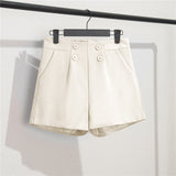 Fongt Photo Suit Shorts Female 2024 Summer New High Waist Loose Blue Five Split Pants Straight Tube Hong Kong Flavor Casual Pants-Outfit