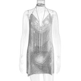Fongt Station Fashion Nightclub Low Back Strapless Deep V Metal