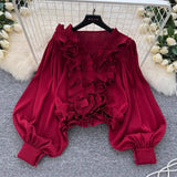 Fongt One-Word Shoulder-Sling Sling Dress Woman Gentle Wind Chopped Flower Bubble Sleeve Yarn Fairy Dress 1956