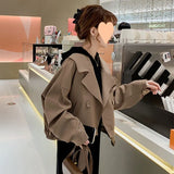 Fongt 2024 New Small Short Trench Coat Loose Suit Collar Women's Jacket-Outfit