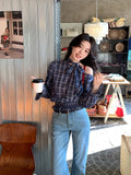 Fongt Xixi 2025 Spring New Temperament Retro Ins Round Neck Tucked Blouse Female 89218