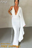 Maxi Dress y2k One Shoulder Deep V Backless Sexy Long Summer Dress White Elegant Party Evening Porm Dresses for Women