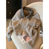 Fongt Spring And Autumn New Loose Gas Coat Ankola Red College Wind Splicing Fake Two Knitted Shirt Women