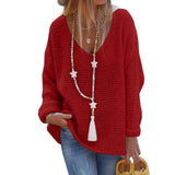 Pullover Sweater V-neck Long-sleeved Knitted