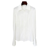 Fongt New Star Fashion Simple Repair White Long-Sleeved Horn Sleeve Shirt