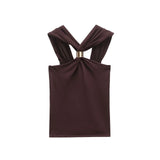 Fongt Women's Clothing INS Net Red Pop Sexy Hot Babes Gold Set And Knots Vest Top