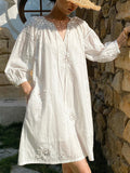 Fongt And Summer 2025 New Three-Dimensional Embroidery South French Holiday White Dress Women's Summer Women's