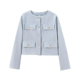 New Flip Decoration Round Collar Short Coat 3046278-Outfit