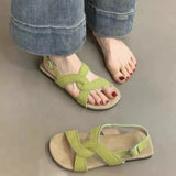 Fongt Flat-Soled Sandals Women 2024 New External Dress With Skirt Fairy Wind Leisure Beach Beach Roman