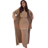 Fongt 2025 New Fashion Solid Color Long Knitwear Dress Elegant Suit Woman