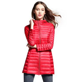 2024 New Autumn And Winter Light Down Jacket Female Long Plus Size Hood Slim Plus Plus Size Coat-Outfit