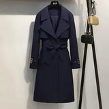 Spring Windbreaker Autumn Trench Coat Women Adjustable Waist Slim Solid Black Coat White Long Trench Coats Female