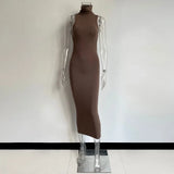 Vestidos De Verano 2021 Summer Blue Evening Maxi Long Dress Turtleneck Bodycon Outfits Woman Backless Party