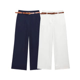 Fongt Homemade New Women's Sea Gas Belt Rolling-Legged Pants 1478/134/401