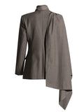 Fongt Small Suit Woman 2025 Autumn And Winter New Personality Wear Shawl Design Long-Sleeved Blazer Women's Clothing