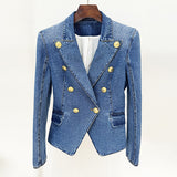Fongt New Star Temperament Double Buckle Wash Denim Suit Jacket Jacket Jacket