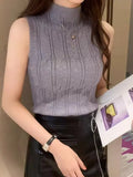 New Half-High Collar Sleeveless Lady's Knitted Bottomed Sweater Is Slim And Shows The Trend Of Women's Vest Pullover.-Outfit