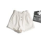 Women Cotton Shorts High Waist Buttons Pockets Female Retro Basic Casual Shorts Pantalones