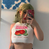 Top women bodycon peach print Y2k sleeveless pullover tanks camis sexy navel slim woman summer clothes grunge crop top