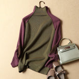 Patchwork Thicken Knitted Pull Sweater 1028-1-Outfit