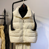 Autumn And Winter New Down Jacket Vest Women's Short Vest Vest Zipper Collar Light Down Loose Tide-Outfit