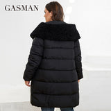 Women's Winter Down Jacket Long Classic Design Zipper Pocket Women Solid Color Coat Leisure Plus Size Parkas