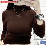 For Women Winter Thicken Turtleneck Slim Knit Pullover New Warm Plush Velvet Lined Knitwear Jumper Tops Casual
