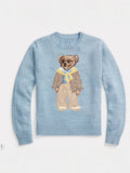 Fongt Women's Cartoon Bear Round Collar High-Necked Knitted Sweater In Autumn And Winter 2025
