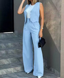 Fongt New Fashion Suit Vest Vest Broad Leg Trousers Casual Suit