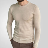 Fongt Men's Spring Thin Round Collar Slim Bottom Knitted Shirt Long-Sleeved Thin Sweater