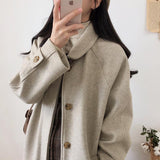 Woolen Coat Women's New Korean Version Of Black Medium-Length Tweed Coat Is Popular To Thicken Autumn And Winter-Outfit