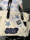 Large Sticker Canvas Bag with Star