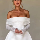 Lace Off-shoulder Patchwork Solid Mini Dress-Outfit