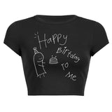Fongt Simple Print T Women's Fashion Print Crop