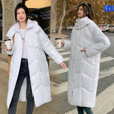 European Goods Loose Thin Hooded Long Down Cotton Suit Female 2024 Winter New Thick Warm Padded Coat Tide-Outfit