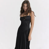 Satin Back Tie-Up Maxi Dress-Outfit