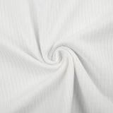 Lace Trim White Ribbed Knit Top-Outfit