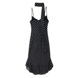 Fongt Women's Explosive Sling Ribbon Loaf Side Sling Wave Point Scarf Dress