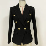 STREET Newest 2022 Baroque Designer Blazer Women's Classic Lion Buttons Double Breasted Slim Fitting Textured Blazer