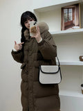Advanced Sense Long Down Jacket Female 2024 Winter New Korean Version Of Big Hair Collar And Thick White Duck Down Warm Coat Tide-Outfit