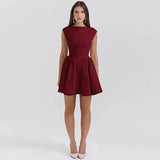 Short Sleeve Backless Mini Dress-Outfit